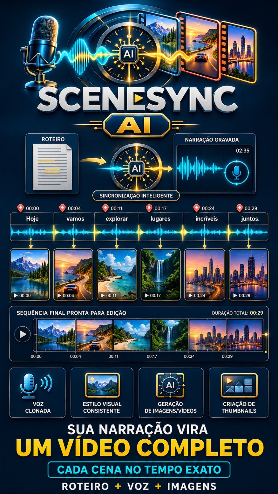 SceneSync AI — o vídeo ilustrado fala por fala - Viral time Stamp